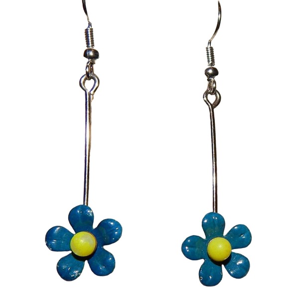 Vintage Flower Power Earrings Bonus Toe Ring Anklet - Picture 1 of 5